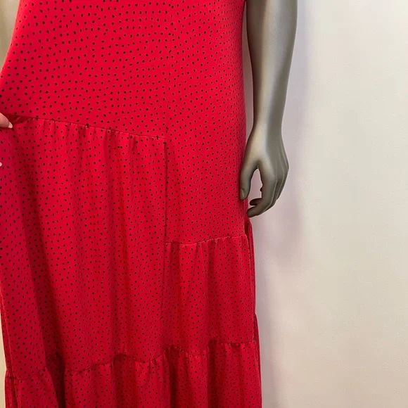 Tommy Hilfiger Dress Women’s XXL Red Polka Dot Tiered Midi Stretch - Picture 7 of 11